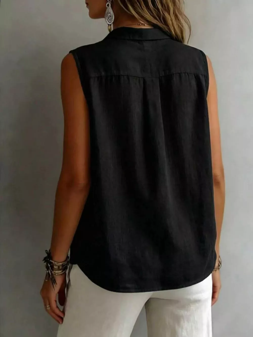 Sleeveless Button-Down Shirt, image 10