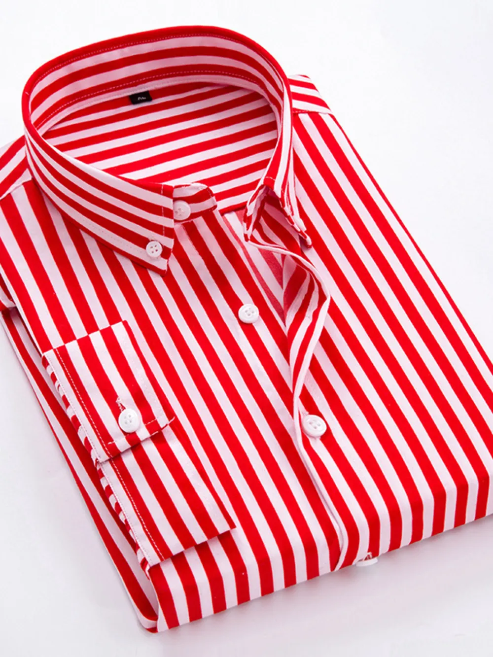 Men's Plus Size Striped Button Up Long Sleeve Shirt, image 7