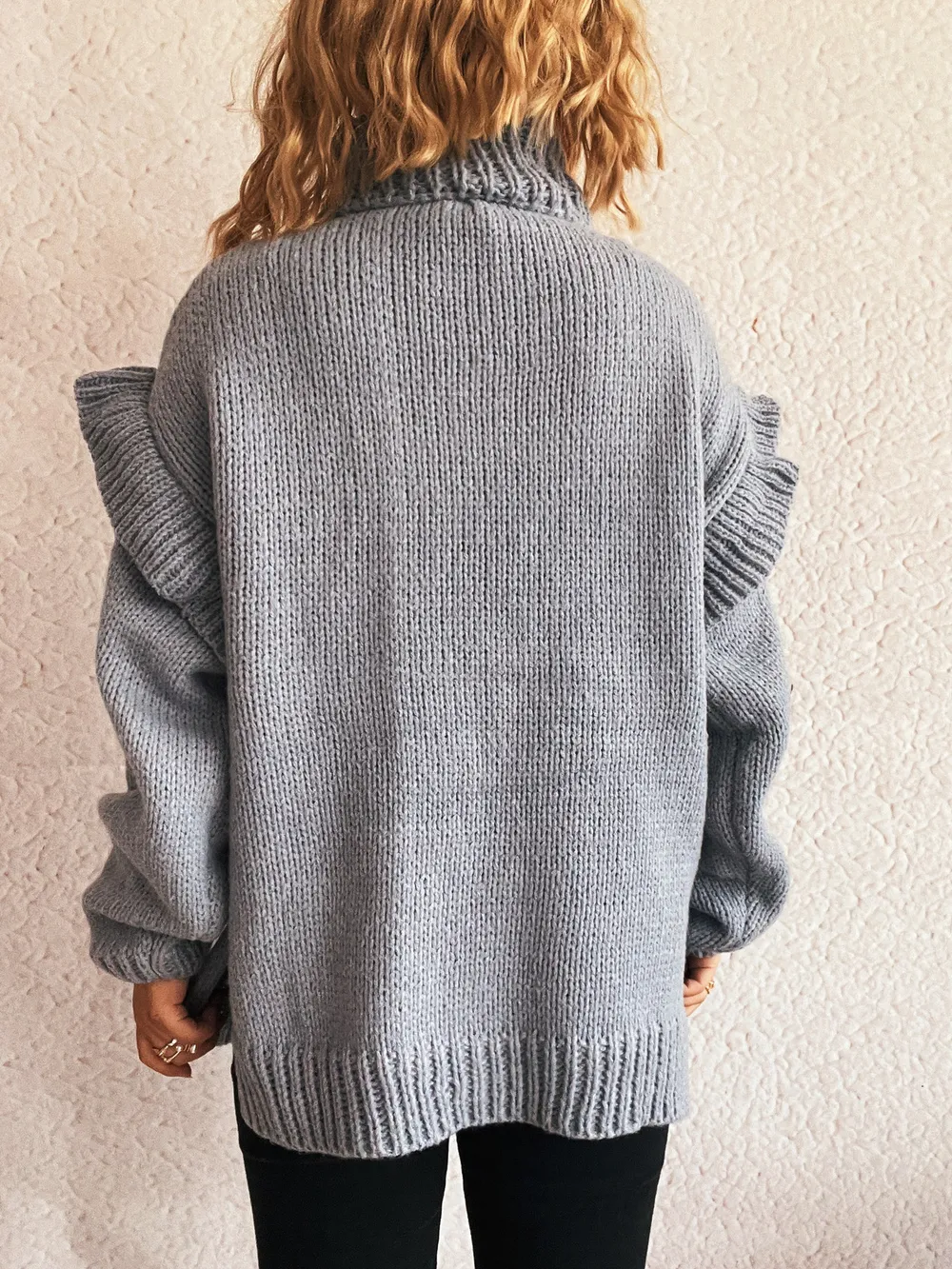 Ruffled Turtleneck Long Sleeve Sweater, image 7