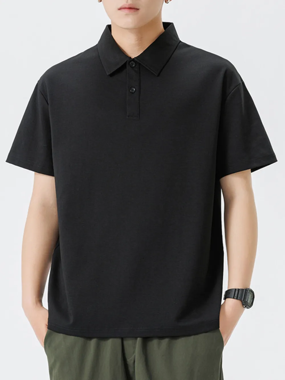 Men's Plus Size Button Detail Short Sleeve Polo