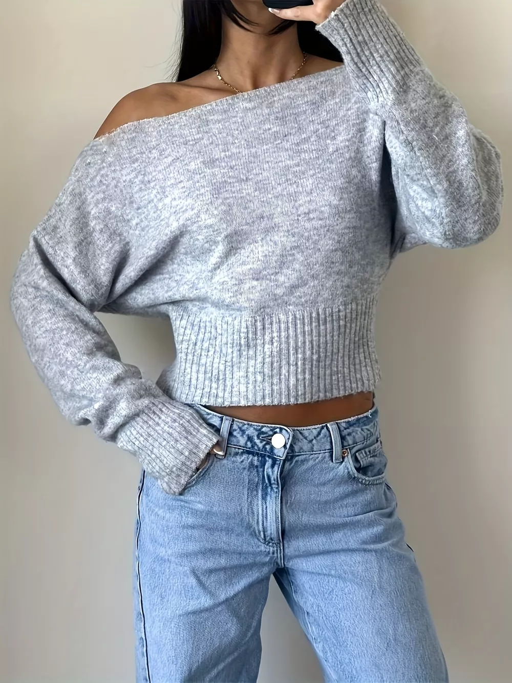 Boat Neck Long Sleeve Sweater, image 5