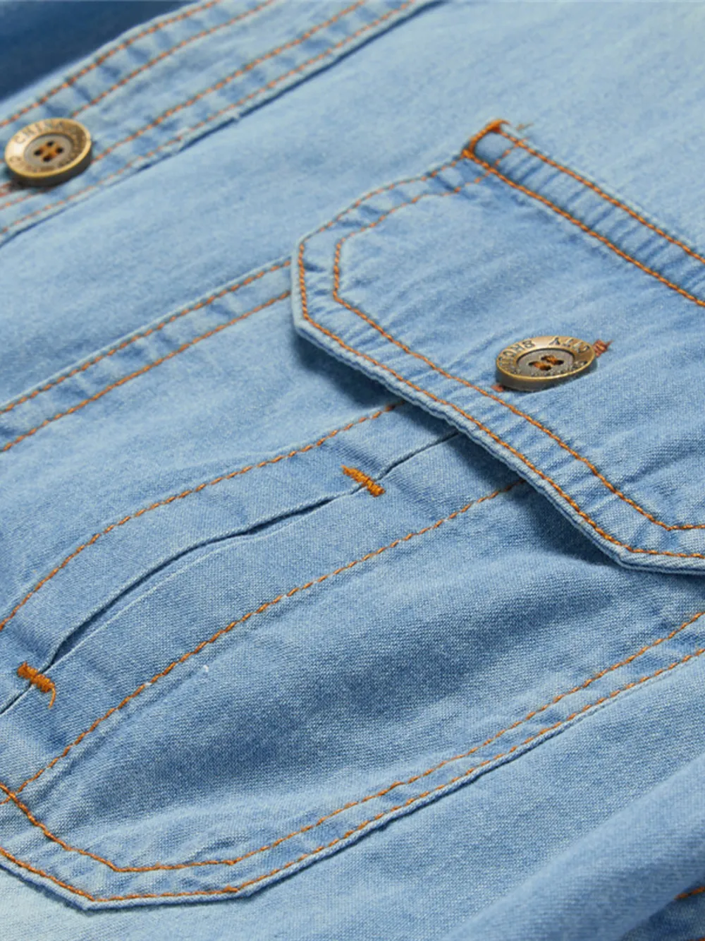 Men's Plus Size Vintage Wash Long Sleeve Denim Shirt, image 4