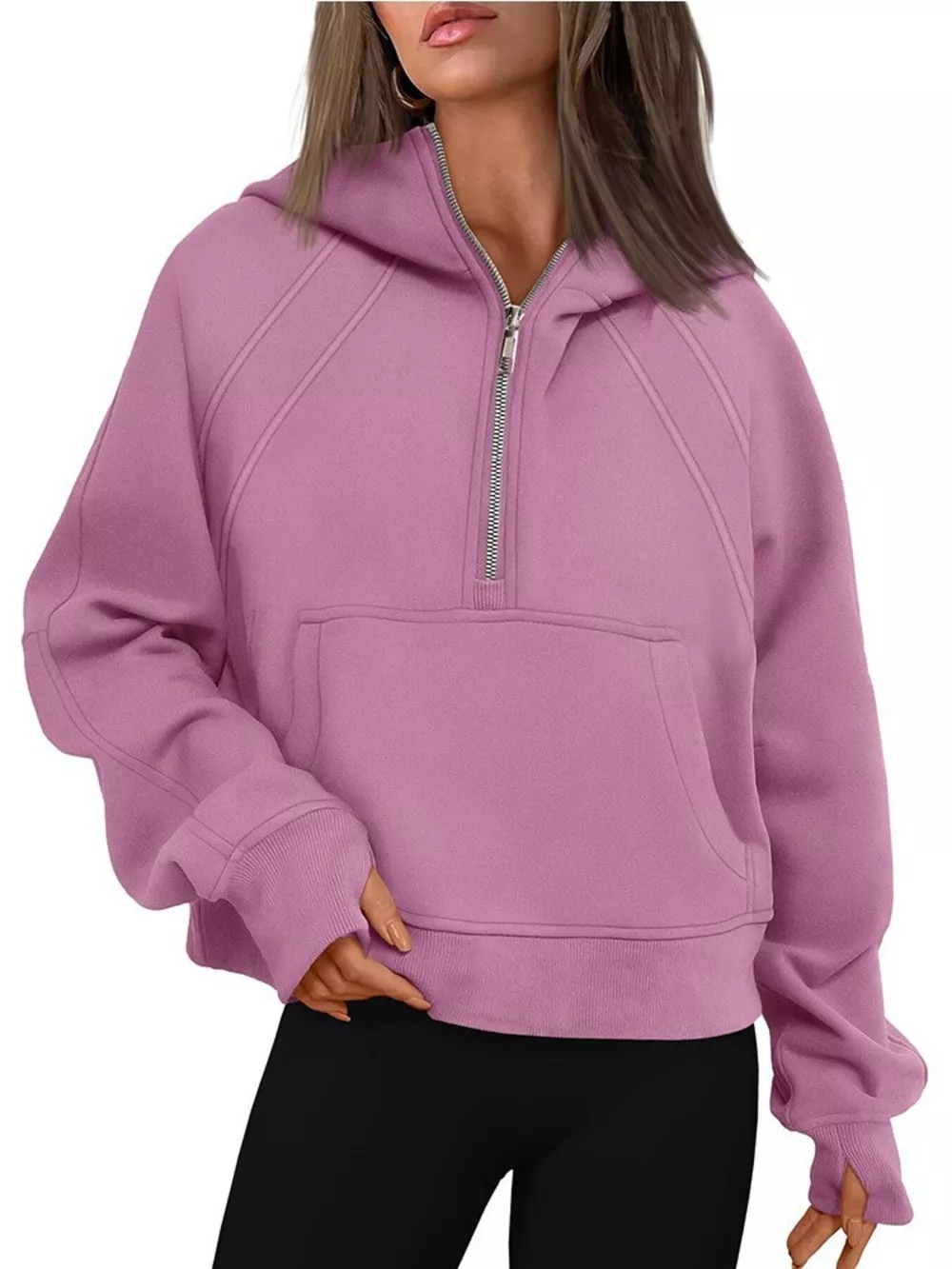 Half Zip Raglan Sleeve Hoodie, image 7