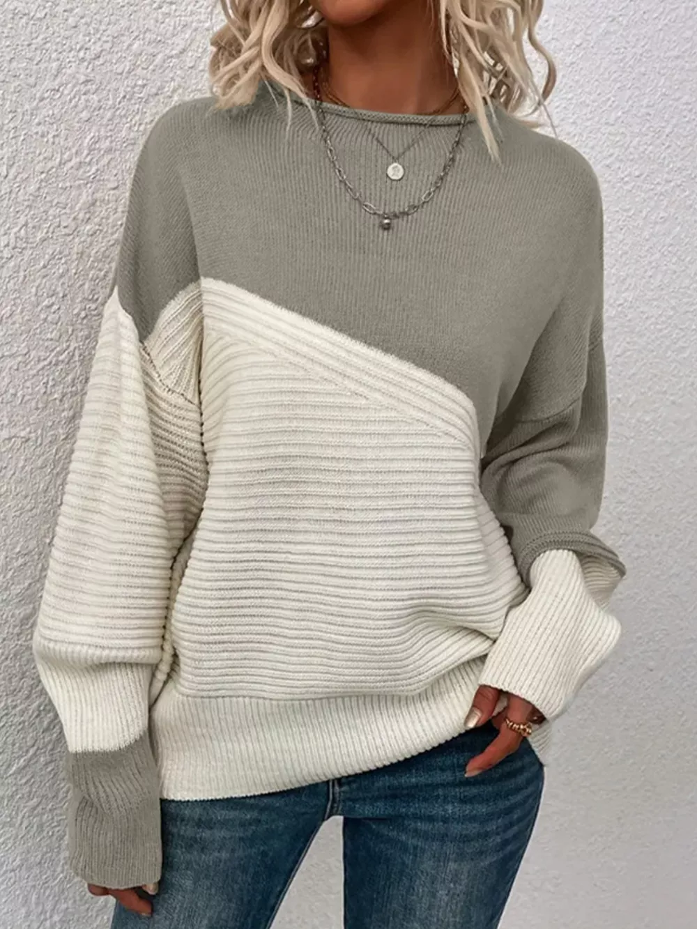 Color Block Ribbed Knit Sweater, image 16