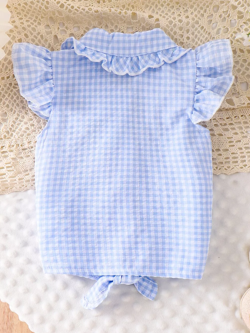 Children's Gingham Ruffle Collar Sleeveless Shirt, image 15