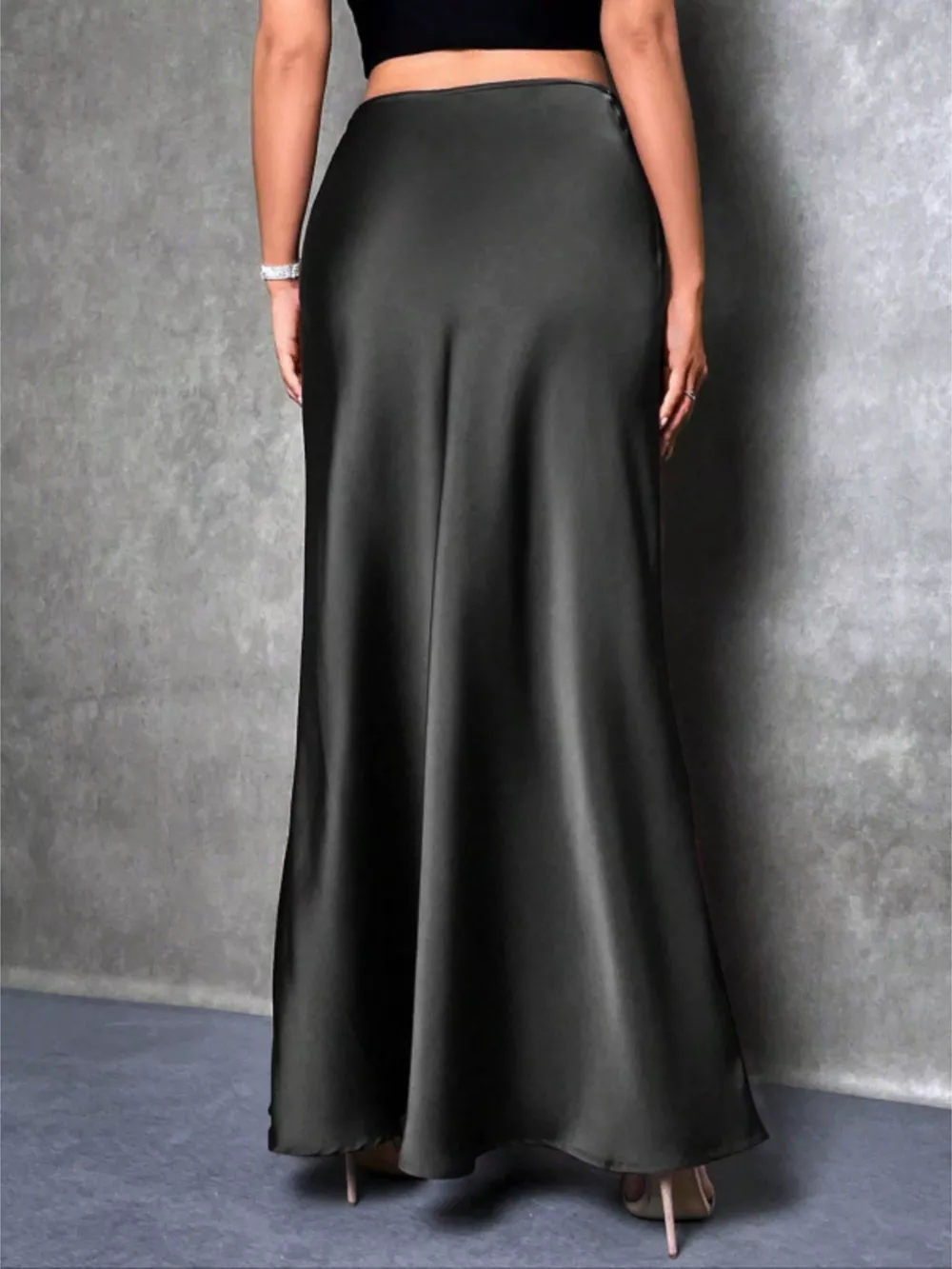 High Waist Satin Maxi Skirt, image 3