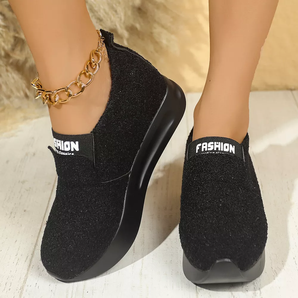 Round Toe Platform Slip-Ons