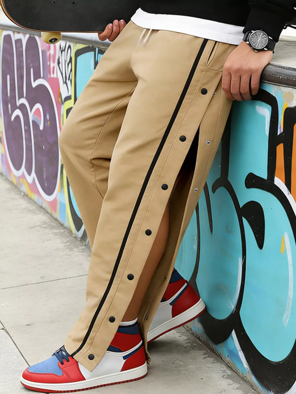 Men's Full Size Side Snap Button Pants Plus Size, image 15