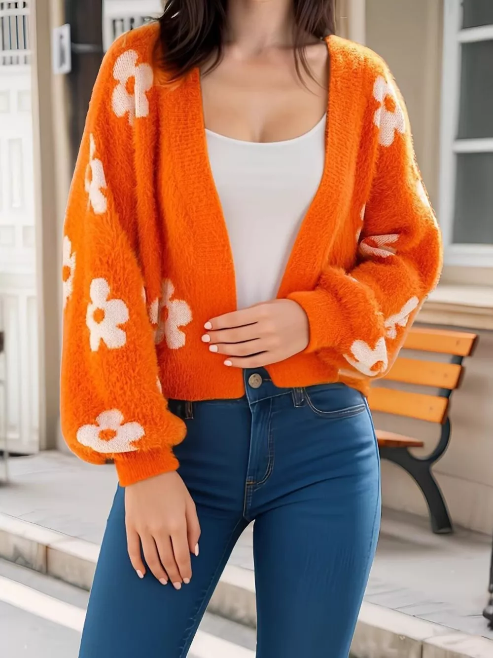 Floral Open Front Cardigan, image 5
