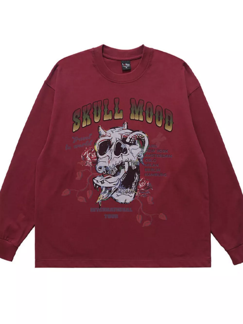 Men's Skull Mood Graphic Long Sleeve T-Shirt, image 4