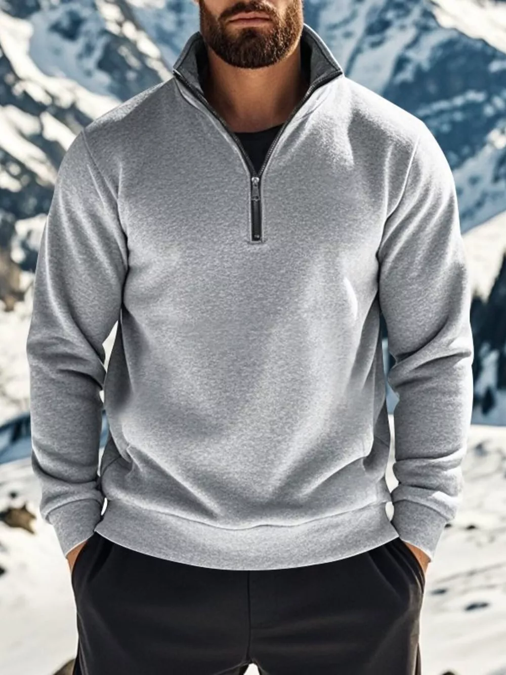 Men's Full Size Solid Color Quarter Zip Sweatshirt Plus Size, image 10
