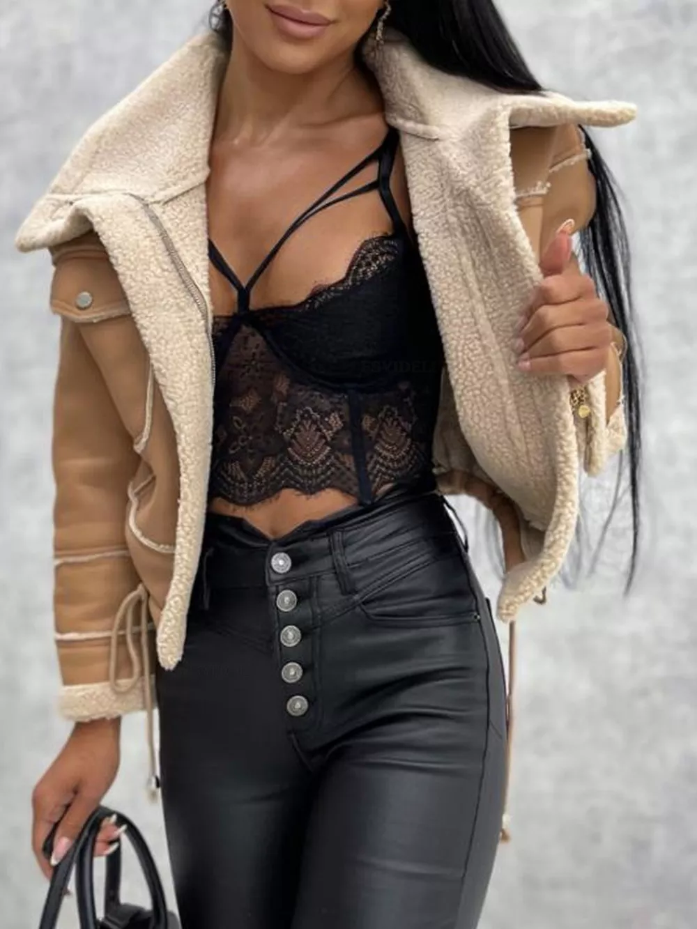 Sherpa Trim Cropped Jacket, image 4