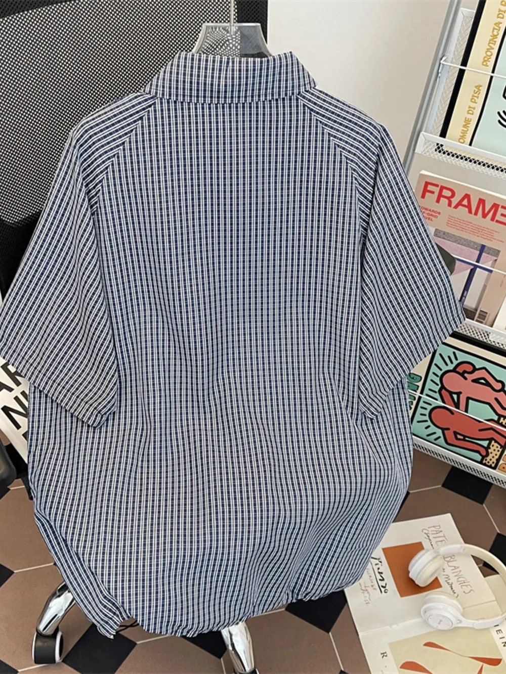 Men's Plus Size Striped Short Sleeve Casual Shirt, image 2