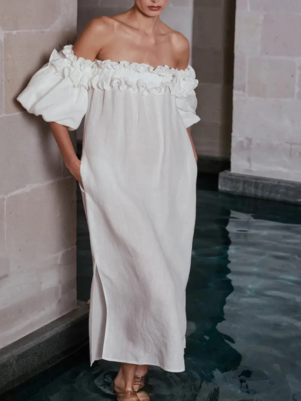 Side Slit Off-Shoulder Dress, image 2