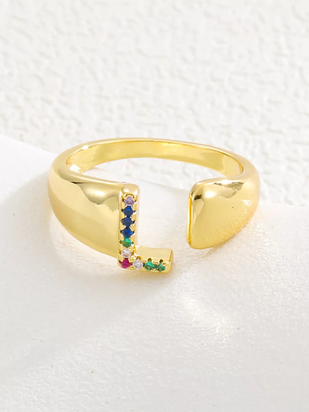 18K Gold-Plated Zircon Letter Ring, image 15