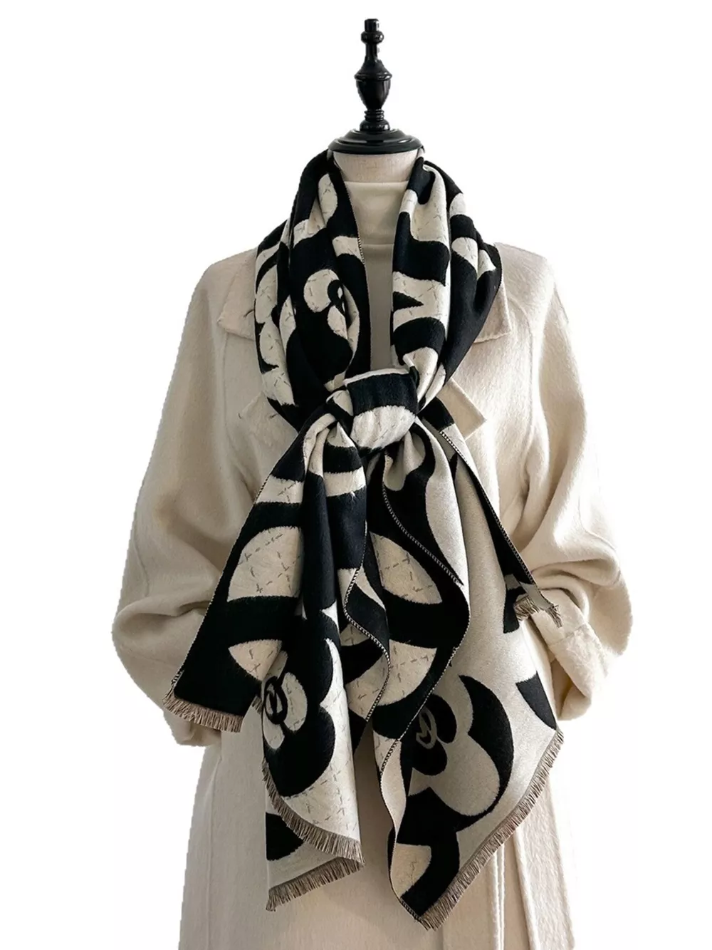 Floral Patterned Warm Scarf, image 10