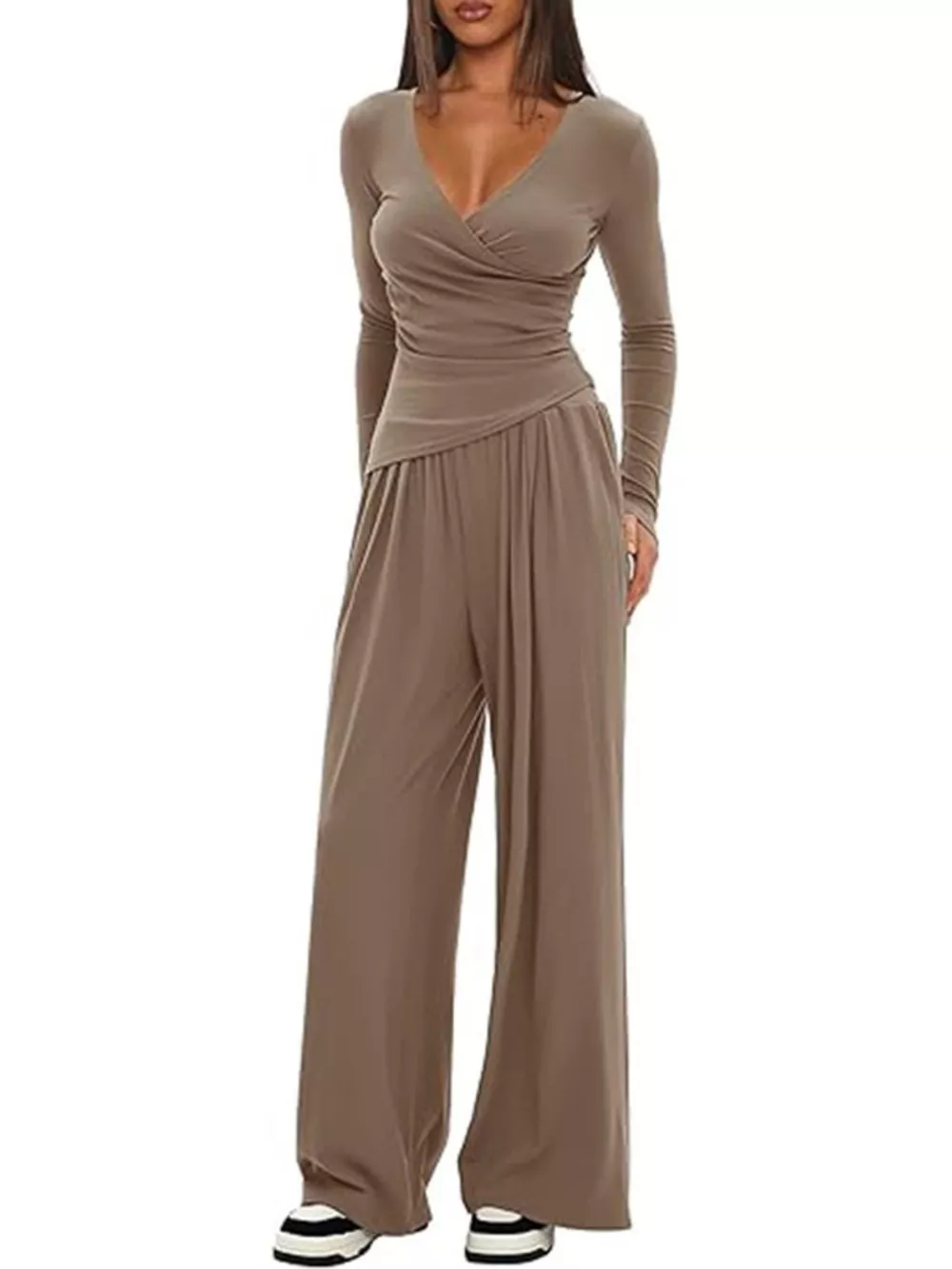 Casual Long Sleeve Top and Wide Leg Pants Set, image 7