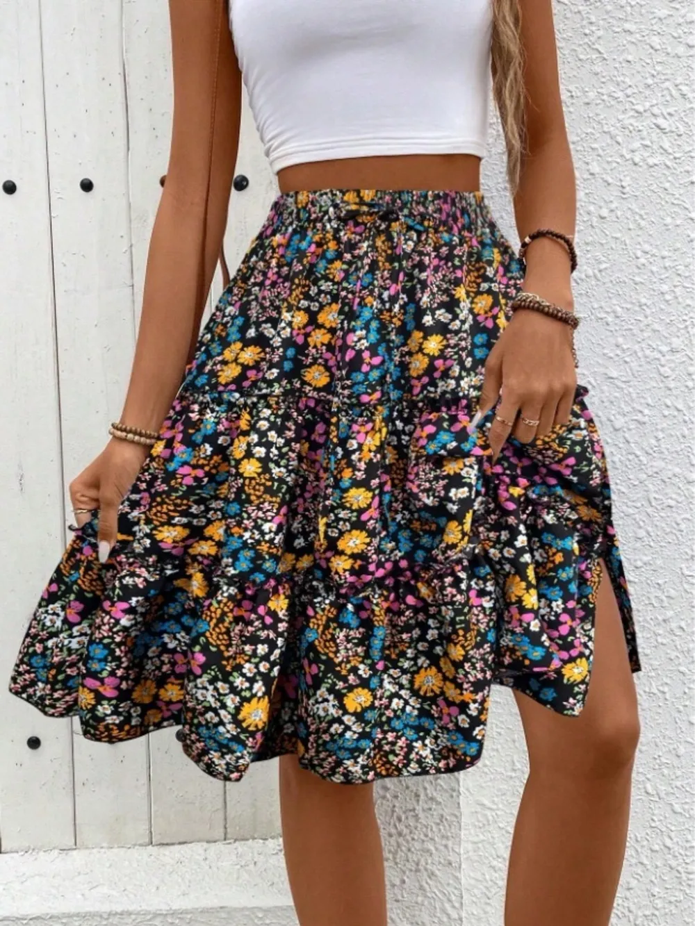 Floral Print Midi Skirt, image 3