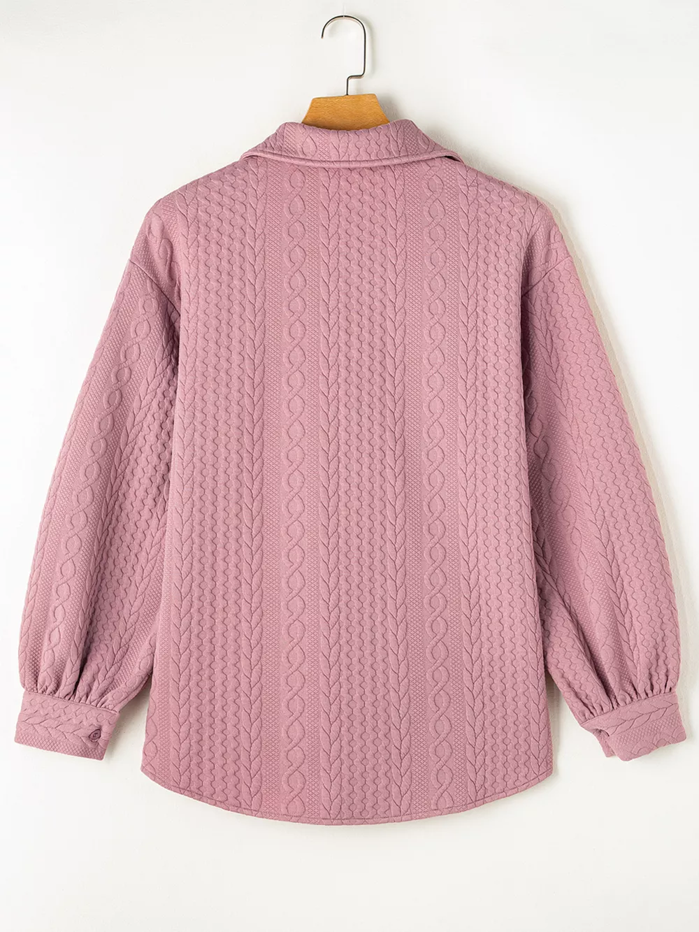 Cable Texture Puff Sleeve Loose Shacket, image 23