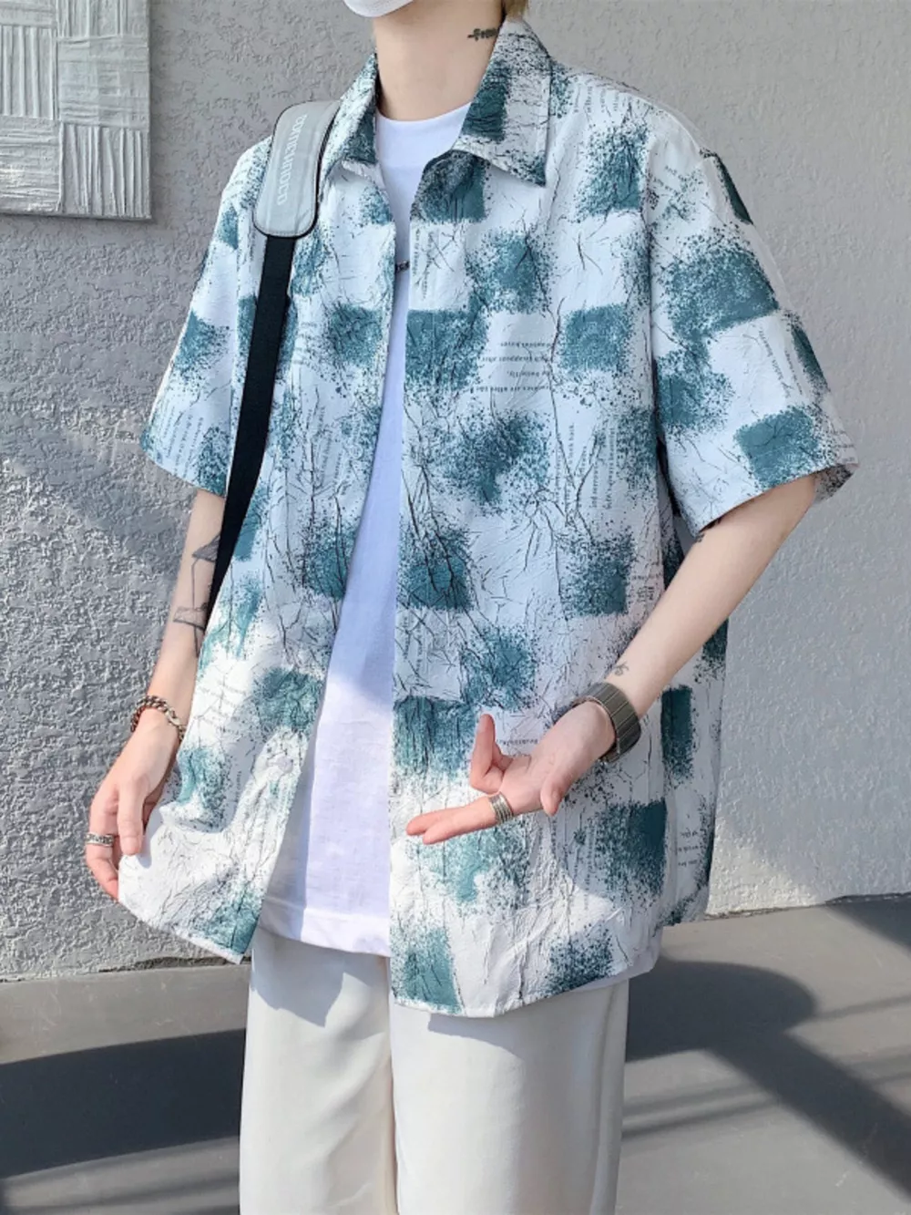 Men's Plus Size Abstract Pattern Short Sleeve Shirt, image 3