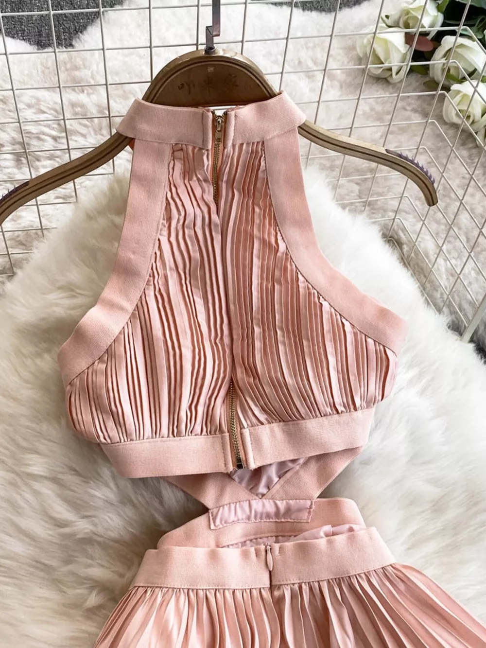Halter Neck Pleated Maxi Dress, image 7
