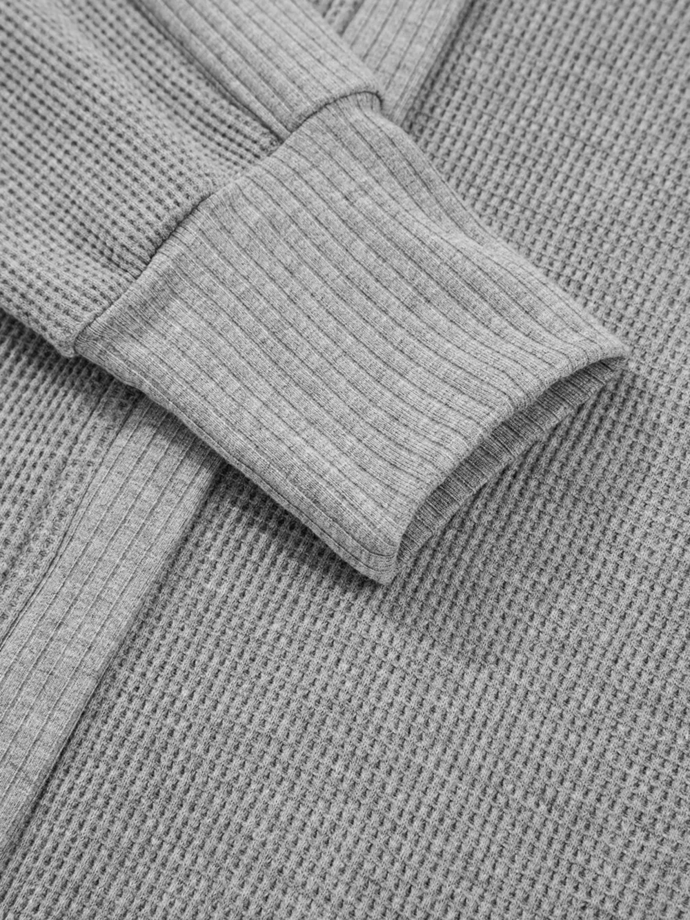 Waffle Splicing Zip Up Front Button Hooded Jacket, image 4