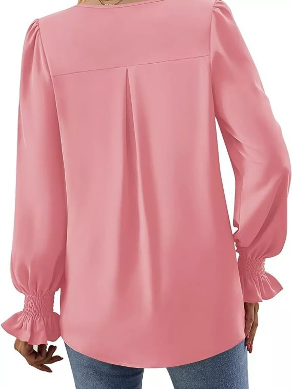 V-Neck Long Sleeve Ruffle Cuff Blouse, image 9