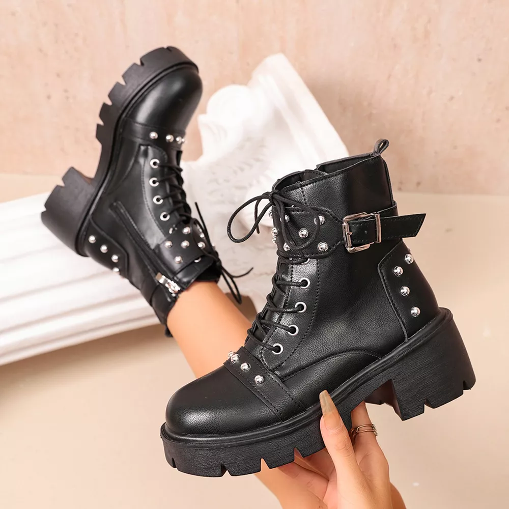 Round Toe Block Heels Boots, image 3