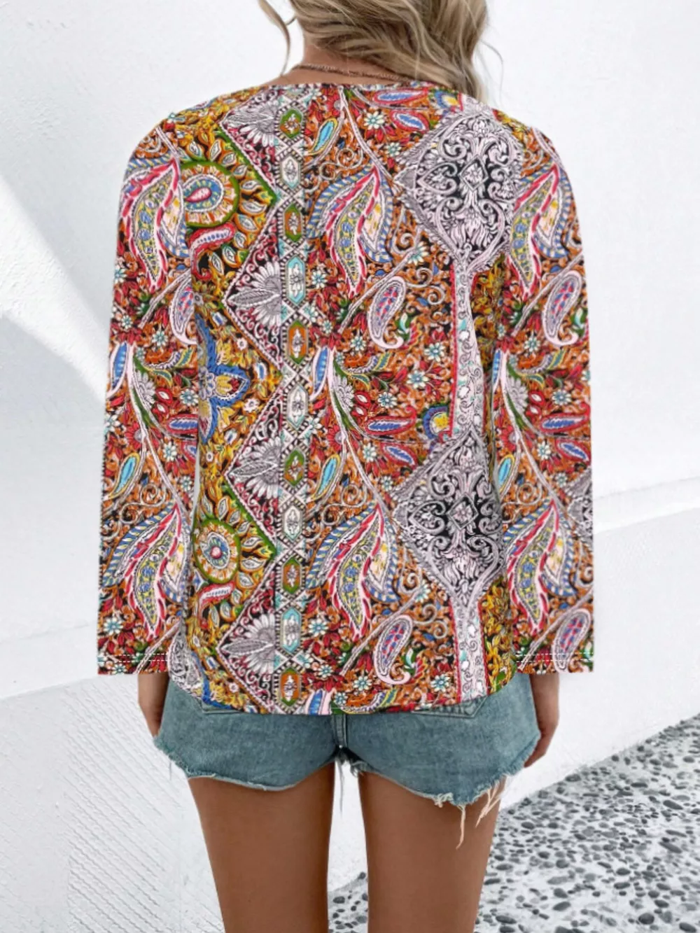 Paisley Print Long Sleeve Blouse, image 4
