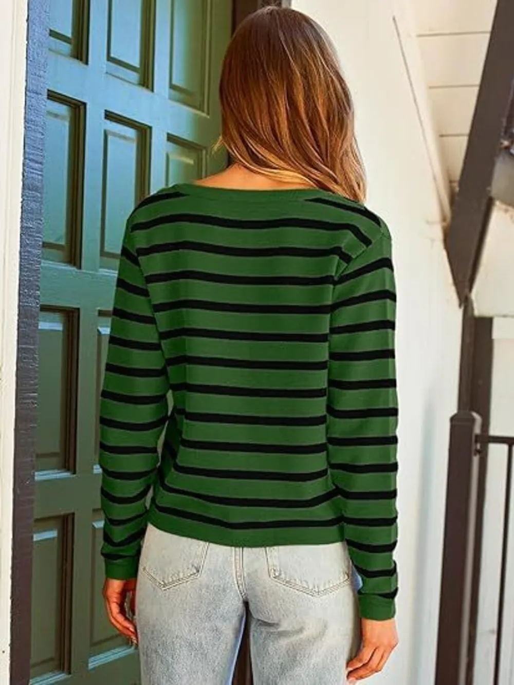 Striped Button-Up Cardigan, image 3