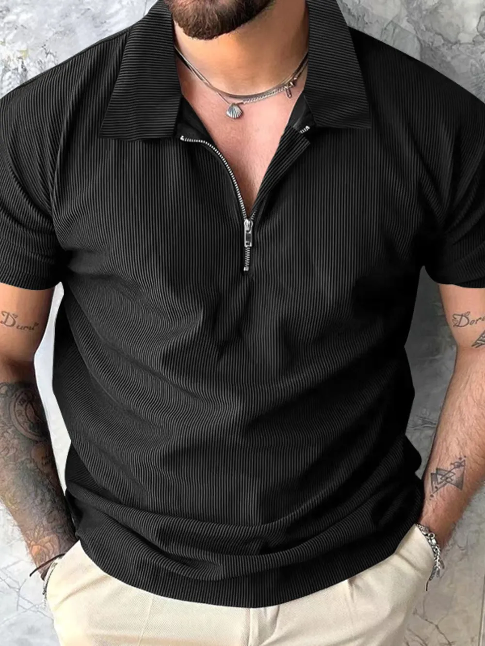 Men's Full Size Quarter Zip Short Sleeve Polo Plus Size, image 6