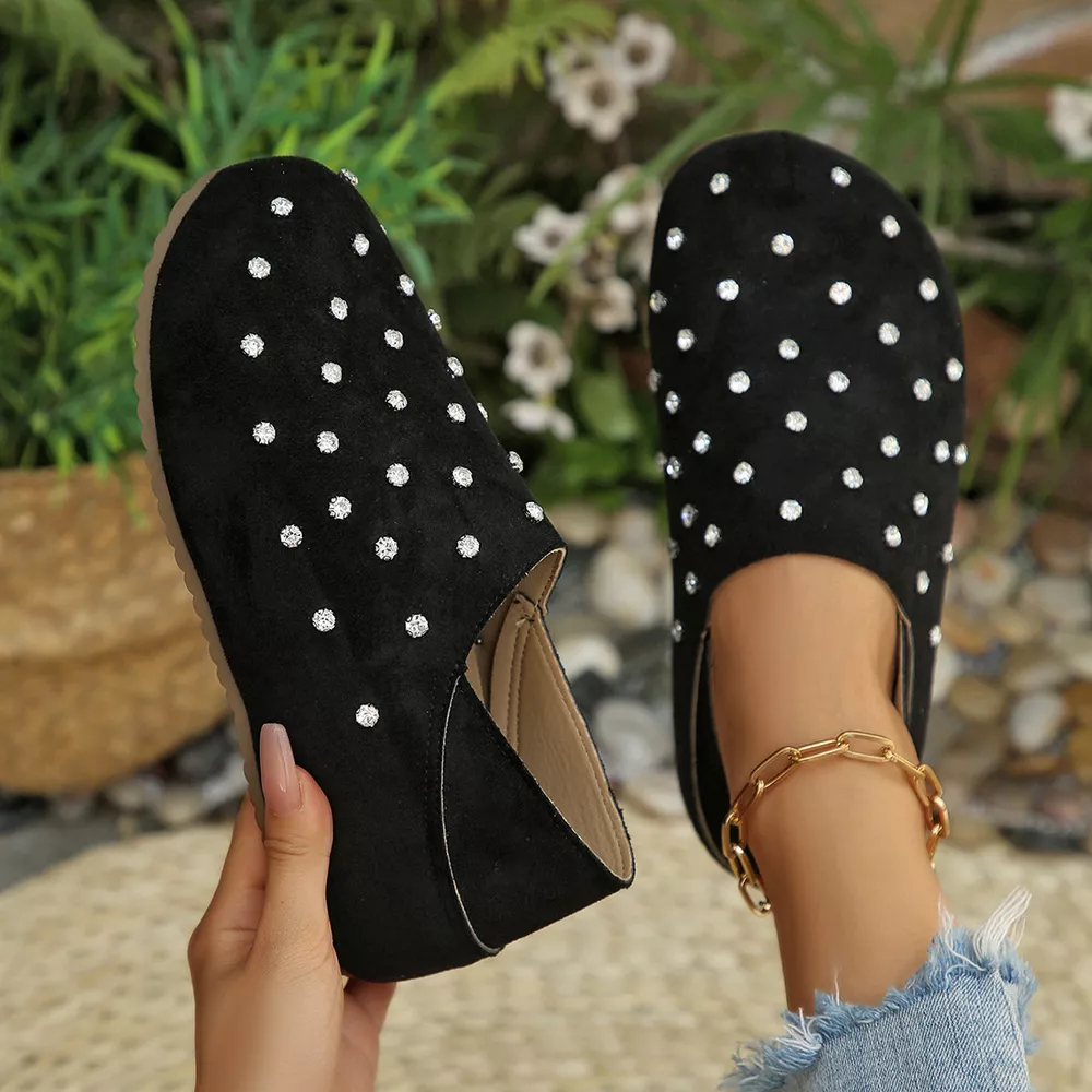 Rhinestone Round Toe Slip-Ons, image 7