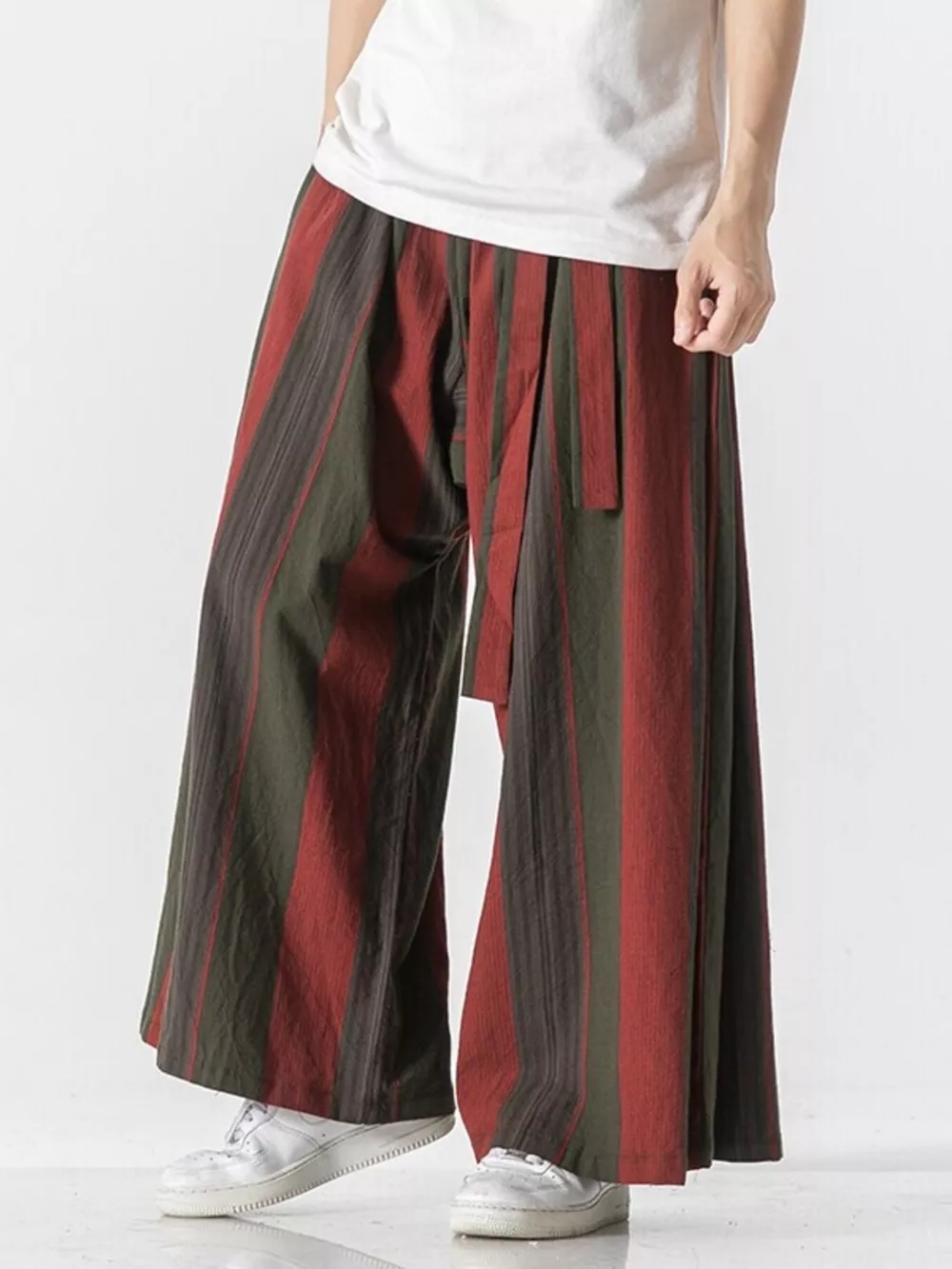 Men's Plus Size Striped Wide Leg Casual Pants, image 7
