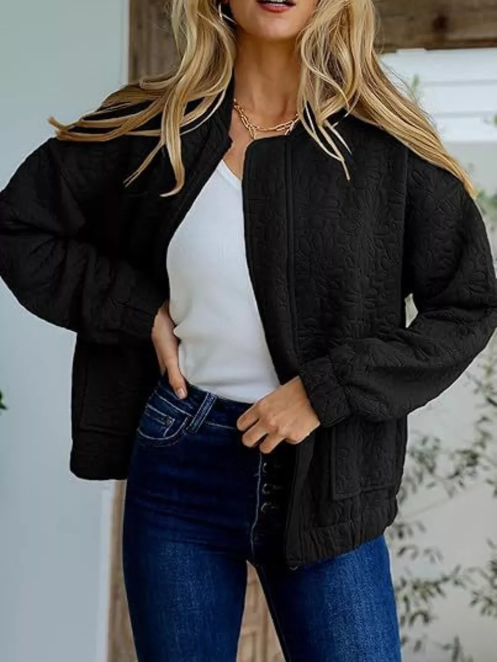Floral Quilted Zip Up Jacket, image 5