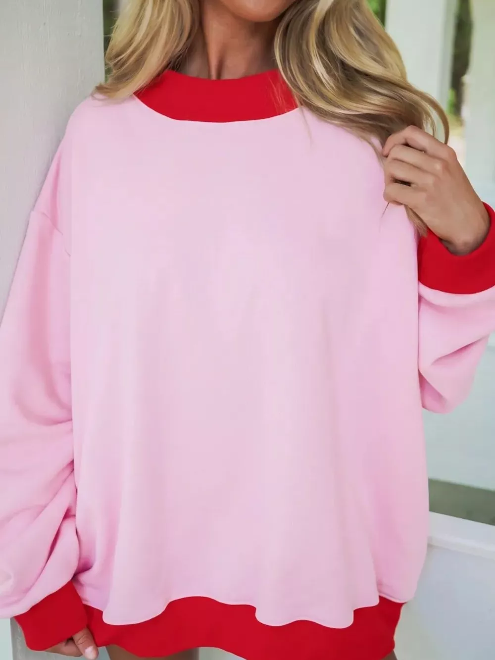 Oversized Color-Block Crewneck Sweatshirt, image 2