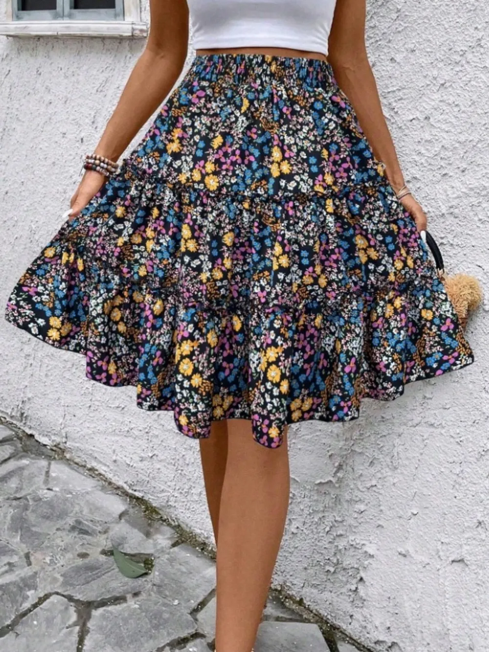 Floral Print Midi Skirt, image 4