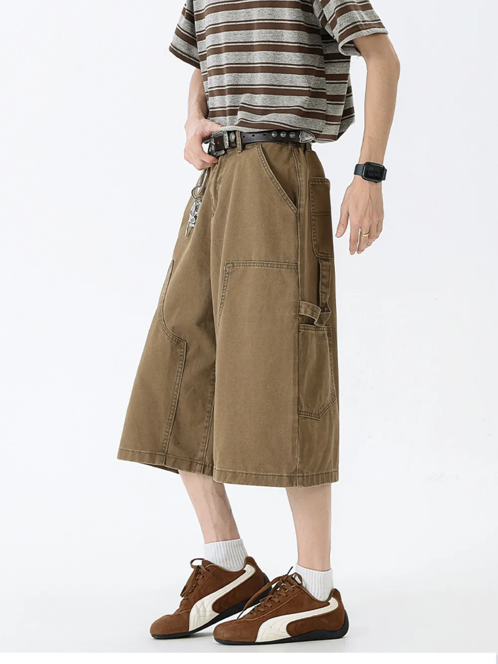 Men's Full Size Wide Leg Cargo Denim Shorts Plus Size, image 5