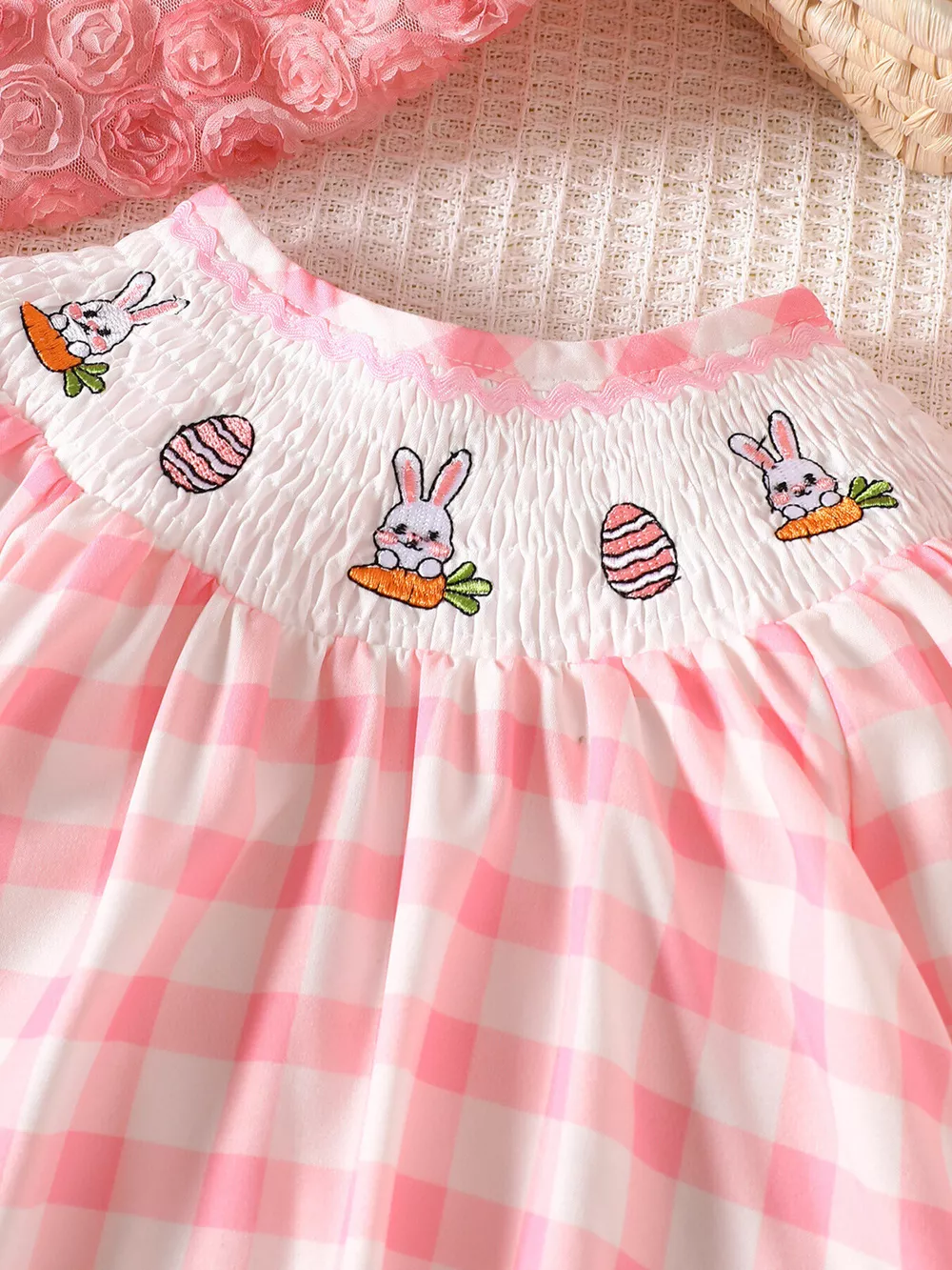 Children's Plaid Smocked Long Sleeve Top and Pants Set, image 2