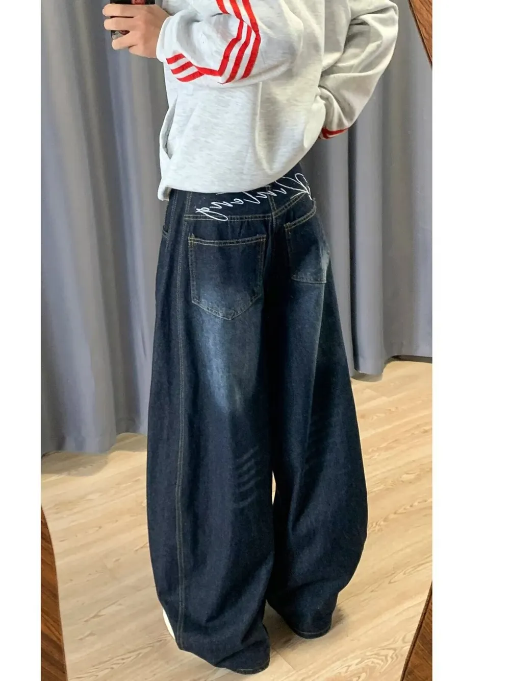 Men's Full Size Wide Leg Barrel Jeans Plus Size, image 5