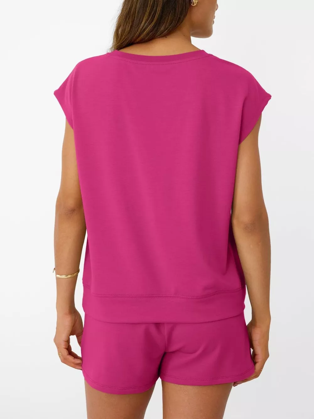 Round Neck Cap Sleeve Top and Shorts Set, image 18