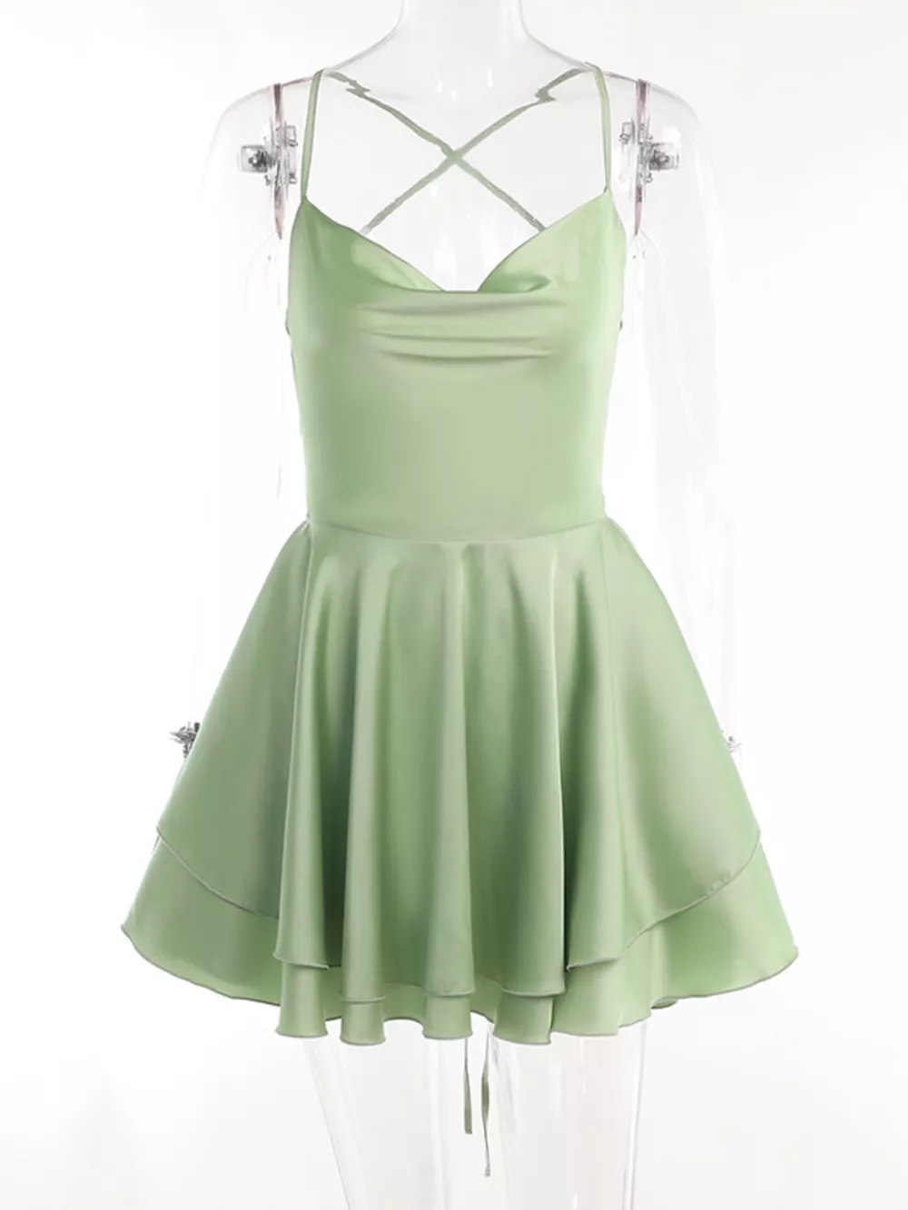 Backless Layered Ruffled Cami Dress, image 5