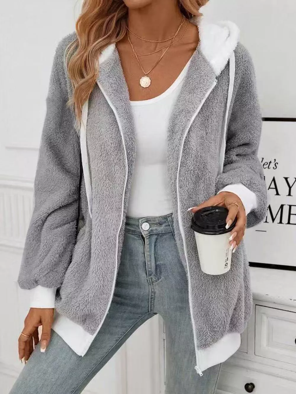 Cozy Fleece Zip-Up Outerwear, image 5