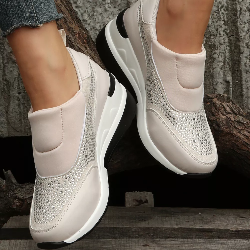 Rhinestone Embellished Wedge Sneakers, image 5