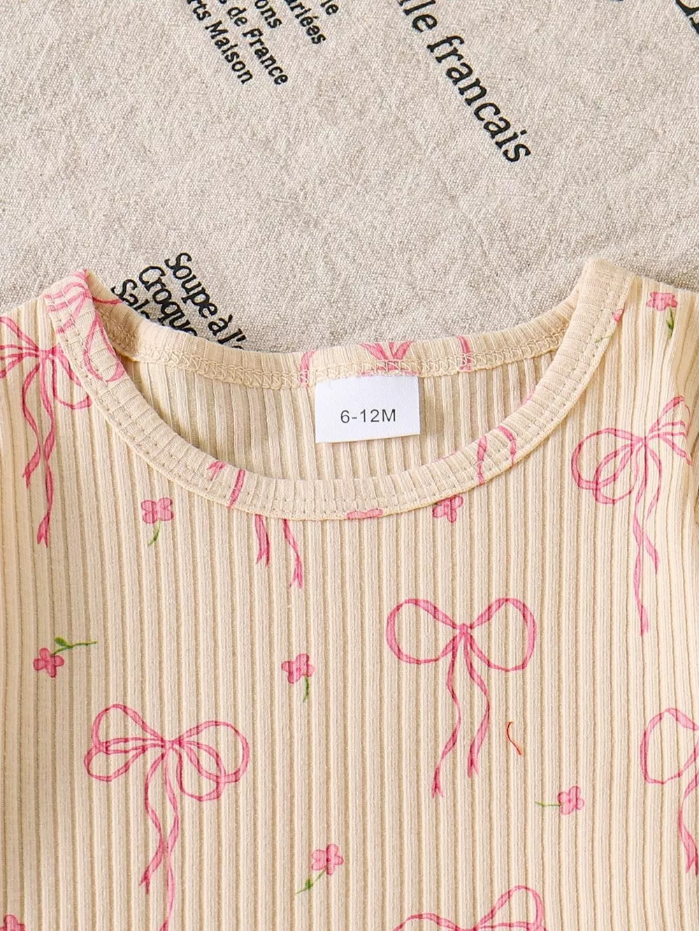 Children's Bow Ribbed Knit Top and Shorts Set, image 4