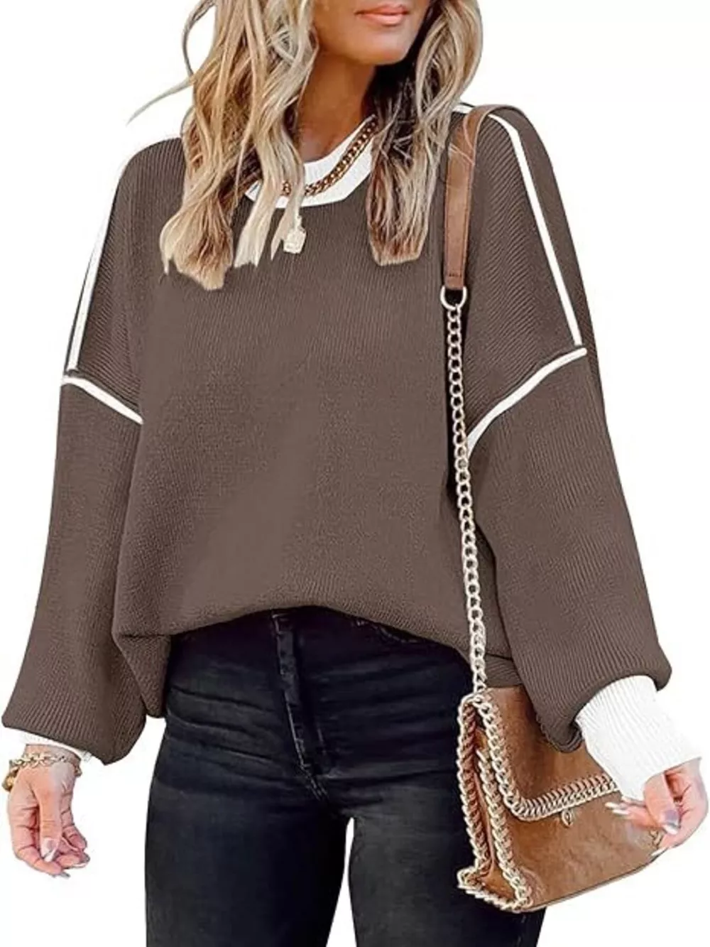 Round Neck Dropped Shoulder Sweater, image 5