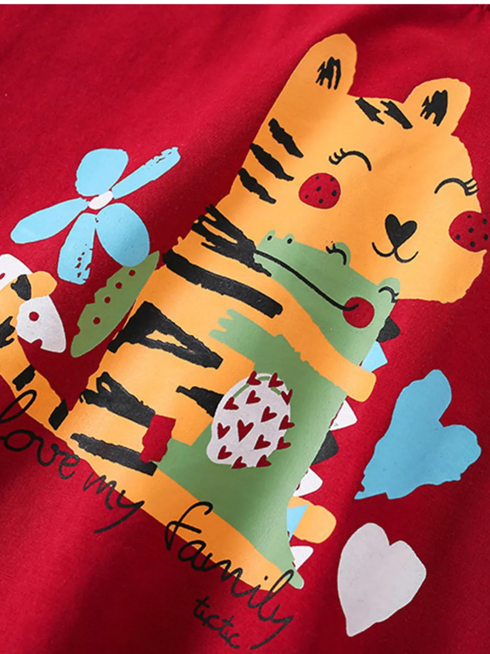 Children's Cartoon Tiger Graphic Ruffle Sleeve T-Shirt, image 3