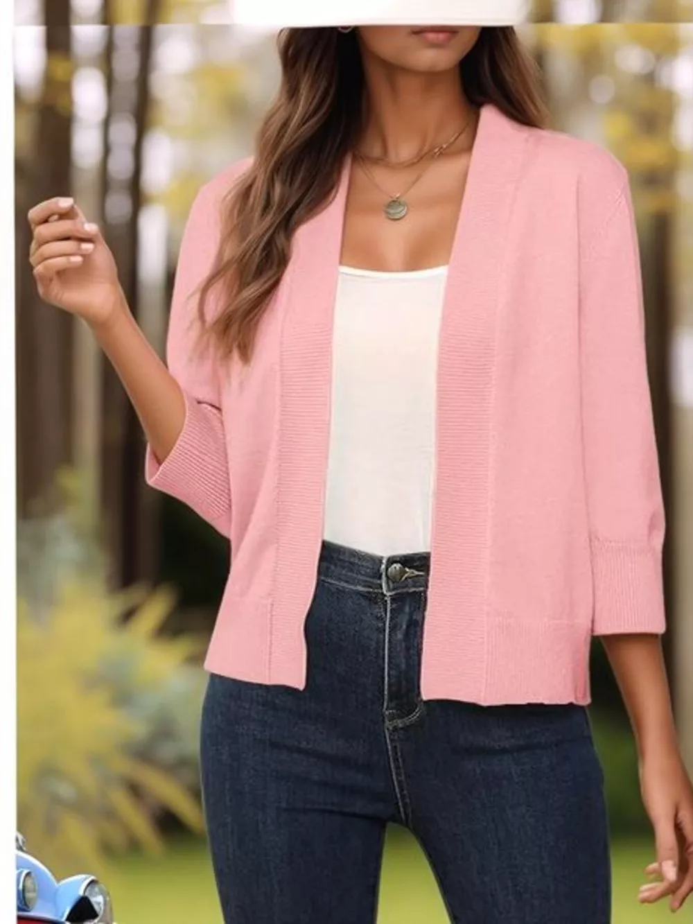 Open Front Ribbed Hem Cardigan, image 11