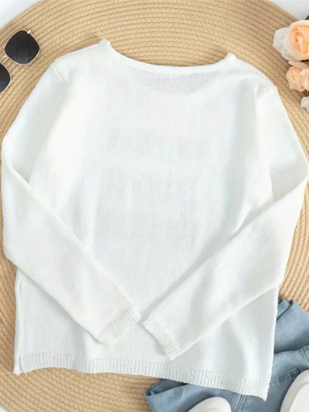 Coffee Beach Letter Side Slit Knit Top, image 3
