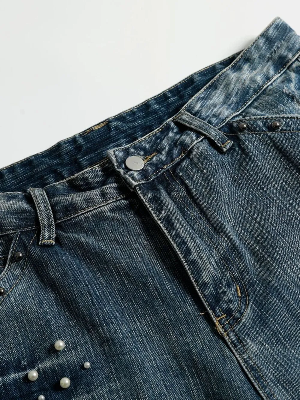 Men's Vintage Wide Leg Pearl Detail Jeans, image 11