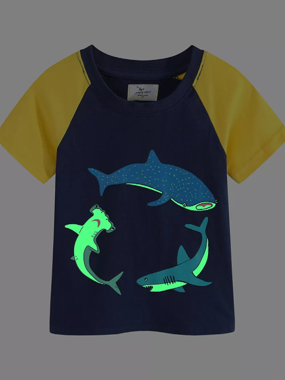 Children's Shark Print Raglan Sleeve T-Shirt, image 2